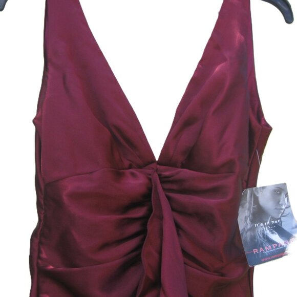 VINTAGE w/ Tag RAMPAGE Burgundy Ruffle Formal Evening Gown 3 *Needs Zipper Pull* - Picture 4 of 16